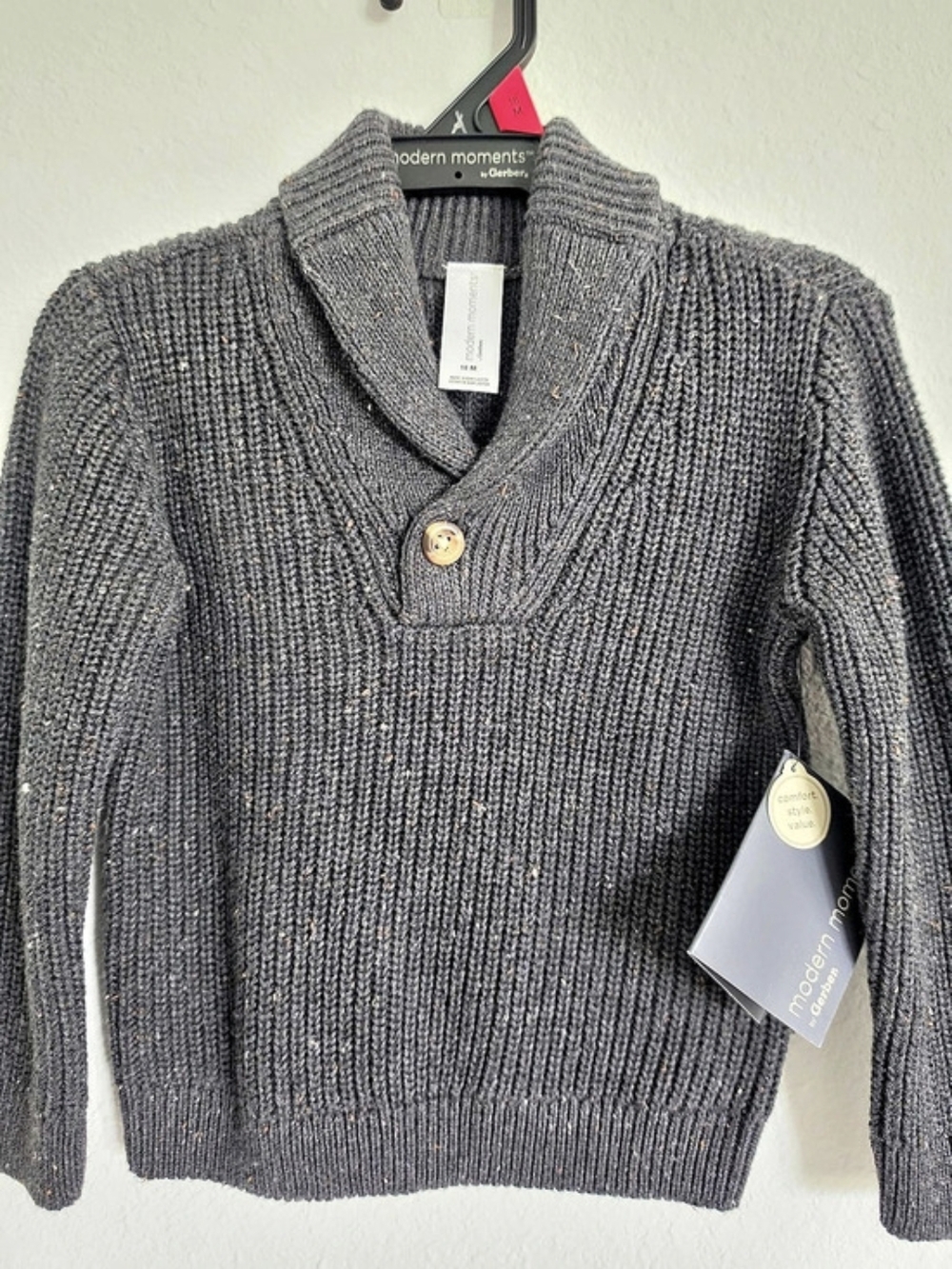 Baby modern moments Gray V-Neck Sweater Size 18m. NWT